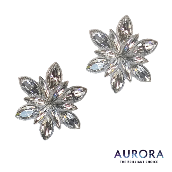 Lovely Flowers Clips White Crystal