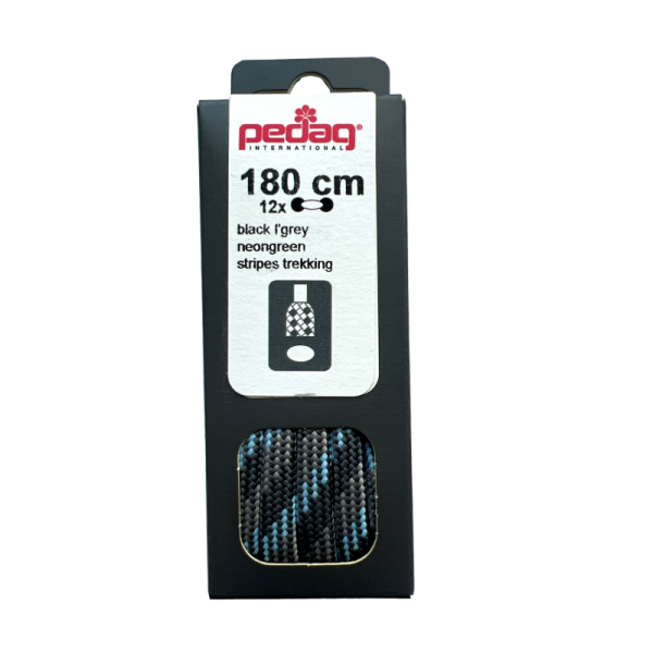 PEDAG Trekking shoelaces 180cm anthracite/grey/light blue